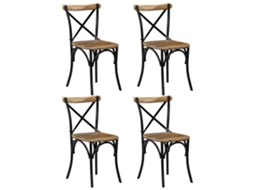 Vidaxl Cadeiras Costas Em Cruz 4 Pcs Madeira Mangueira Maciça Preto
