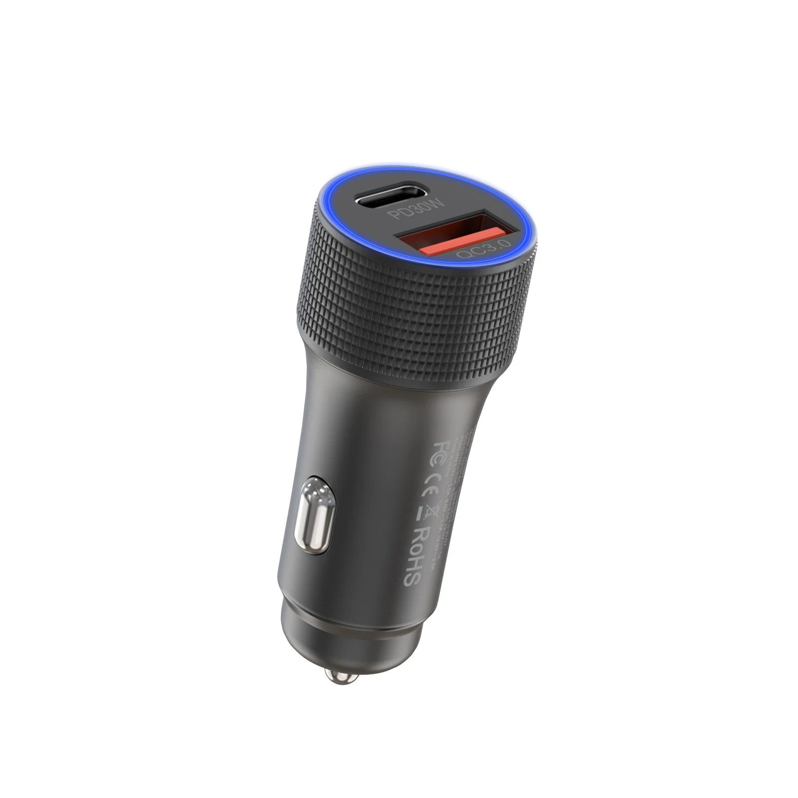 Carregador De Carro De 12v (preto) 48w Com Duas Portas, Compatível Com Carregamento Rápido Pd3.0 E Qc3.0.