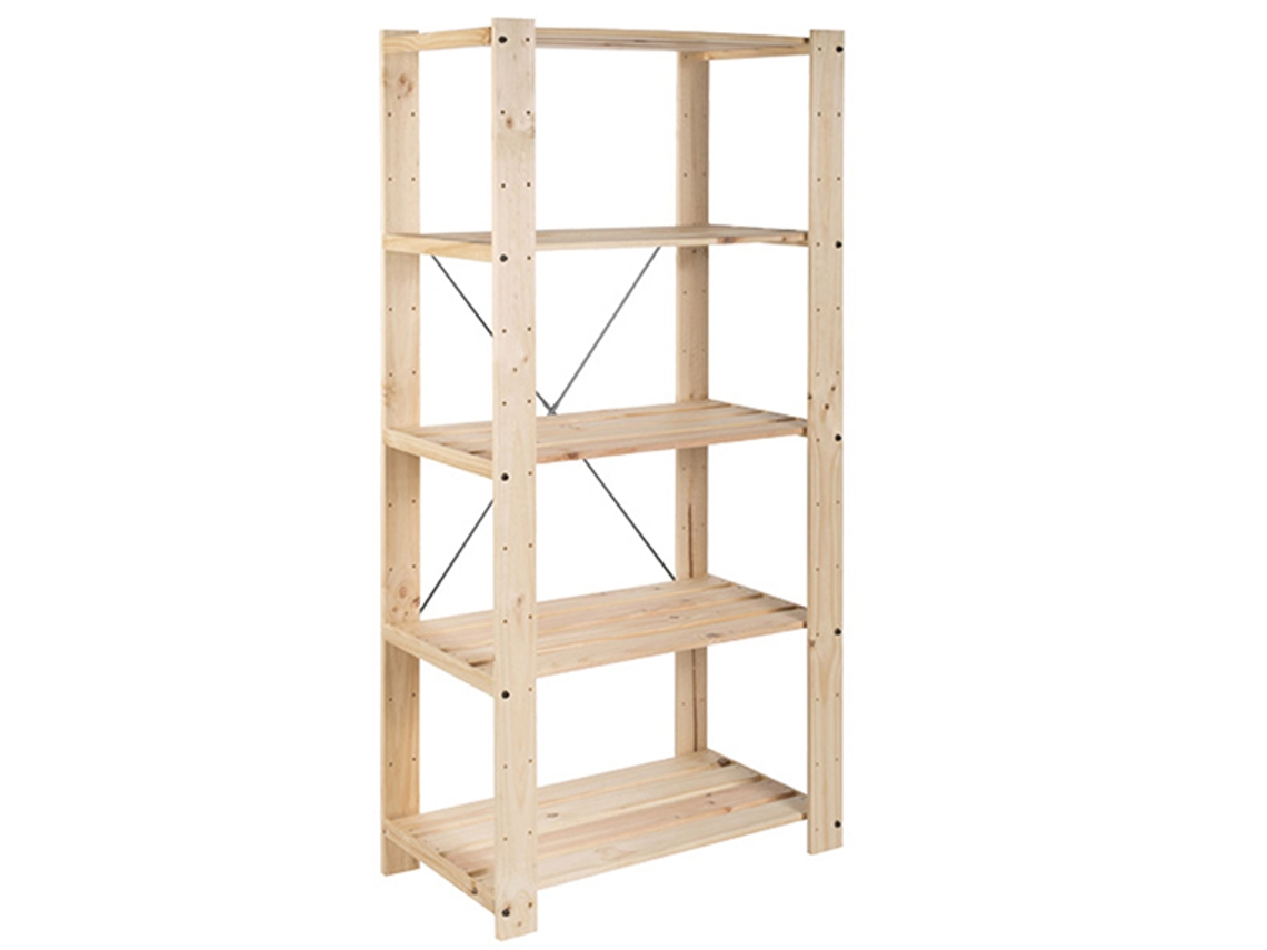 Estante 5 Prateleiras Evolution 175X76,7X43Cm Pinho Maciço ASTIGARRAGA