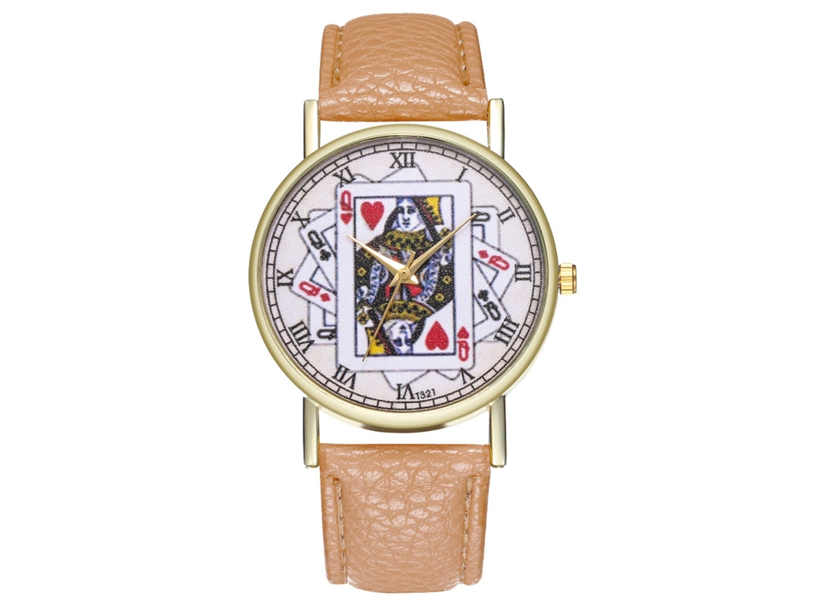Reloj De Moda Casual De Cuarzo Con Correa De Cuero Unisex Color Amarillo Claro
