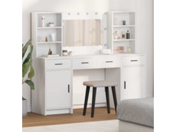 Vidaxl Conjunto De Mesa De Maquiagem Com Led Com Gaveta 3 Pcs Branco