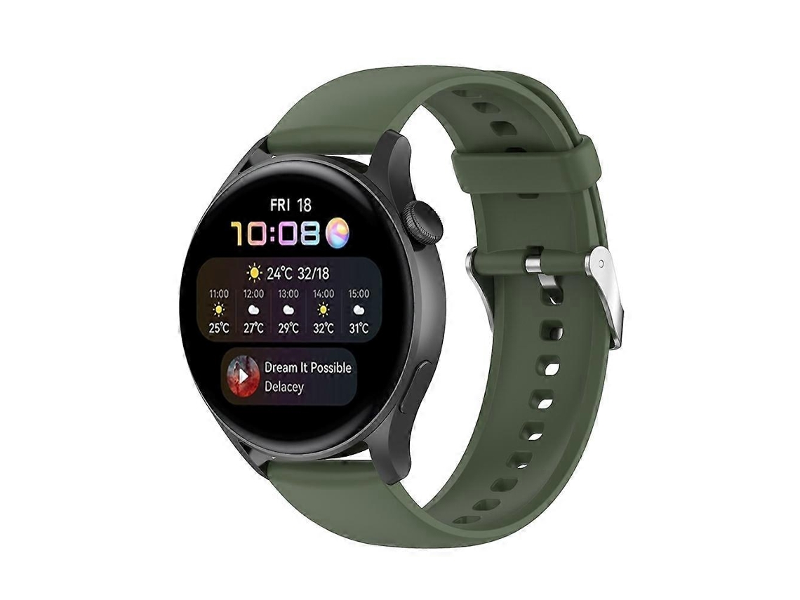 Pulseira De Relógio Em Silicone De Cor Sólida Com Fivela Prateada Em Aço Inoxidável