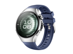 Bracelete Para Huawei Watch 5 (42mm) - Silicone Vertical - Fivela De Aço Prate Azul Cru