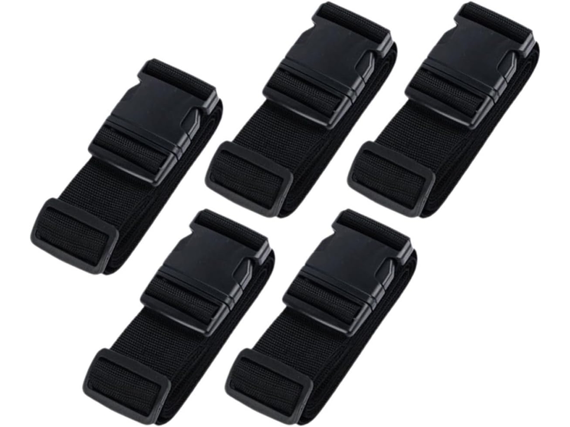 Cintas De Bagagem Ajustáveis, Acessório De Viagem Prático, Polipropileno, Conjunto De 5com Fivela Resistente, Design