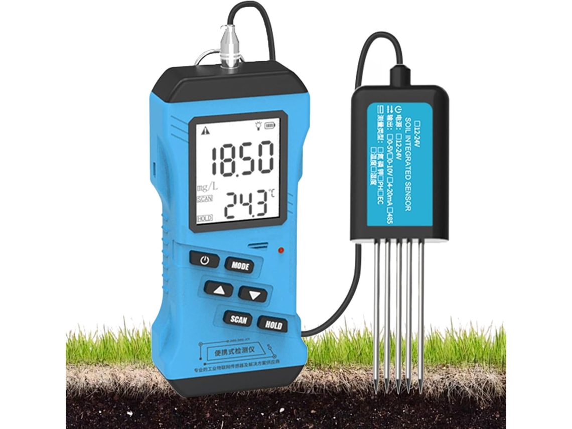 Analisador De Solo 7em 1 Para Umidade, Ph, Npk, Temperatura E Condutividade Medidor Digital Com Visor Lcd