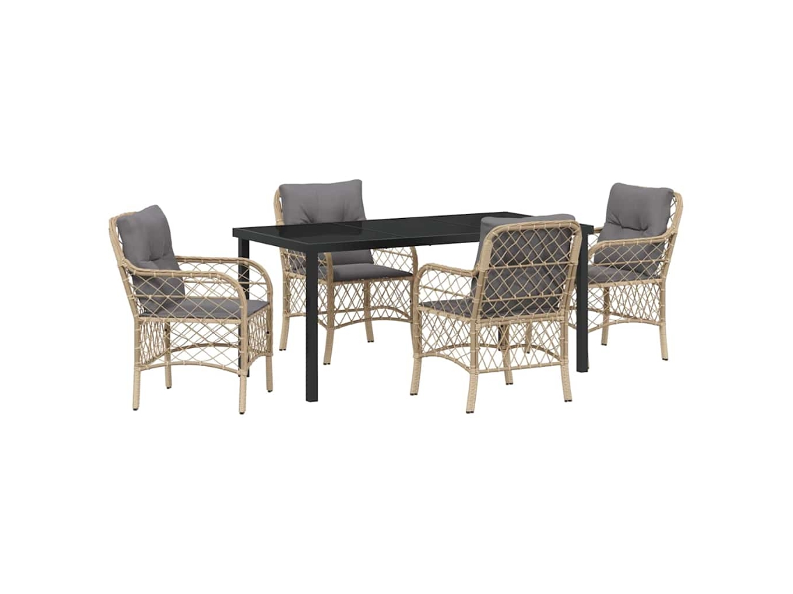 Maison Exclusive - Conjunto De Jantar Para Jardim Com Almofada 5 Pcs Bege Vime Pe