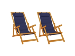 Conjunto 2 Cadeira De Descanso Para Jardim Vidaxl Castanho Madeira De Acácia Maciça (61,5 X 123 X 90 Cm)
