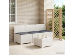 Vidaxl Sofá De Jardim 3 Lugares Com Almofadas Visual Rattan Pp Branco