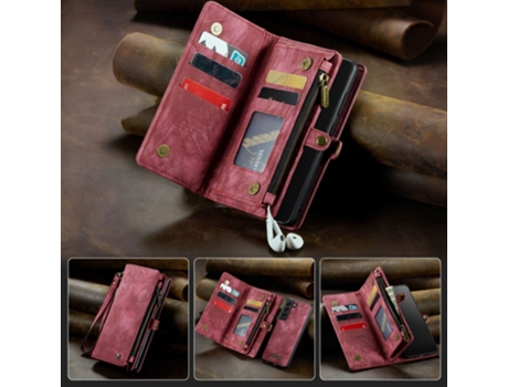 Capa Split Multifuncional Fe Para Samsung Galaxy S21 Caseme Pele Sintética Vermelho