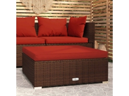 Vidaxl Apoio De Pés P/ Jardim C/ Almofadão 70x70x30cm Vime Pe Castanho