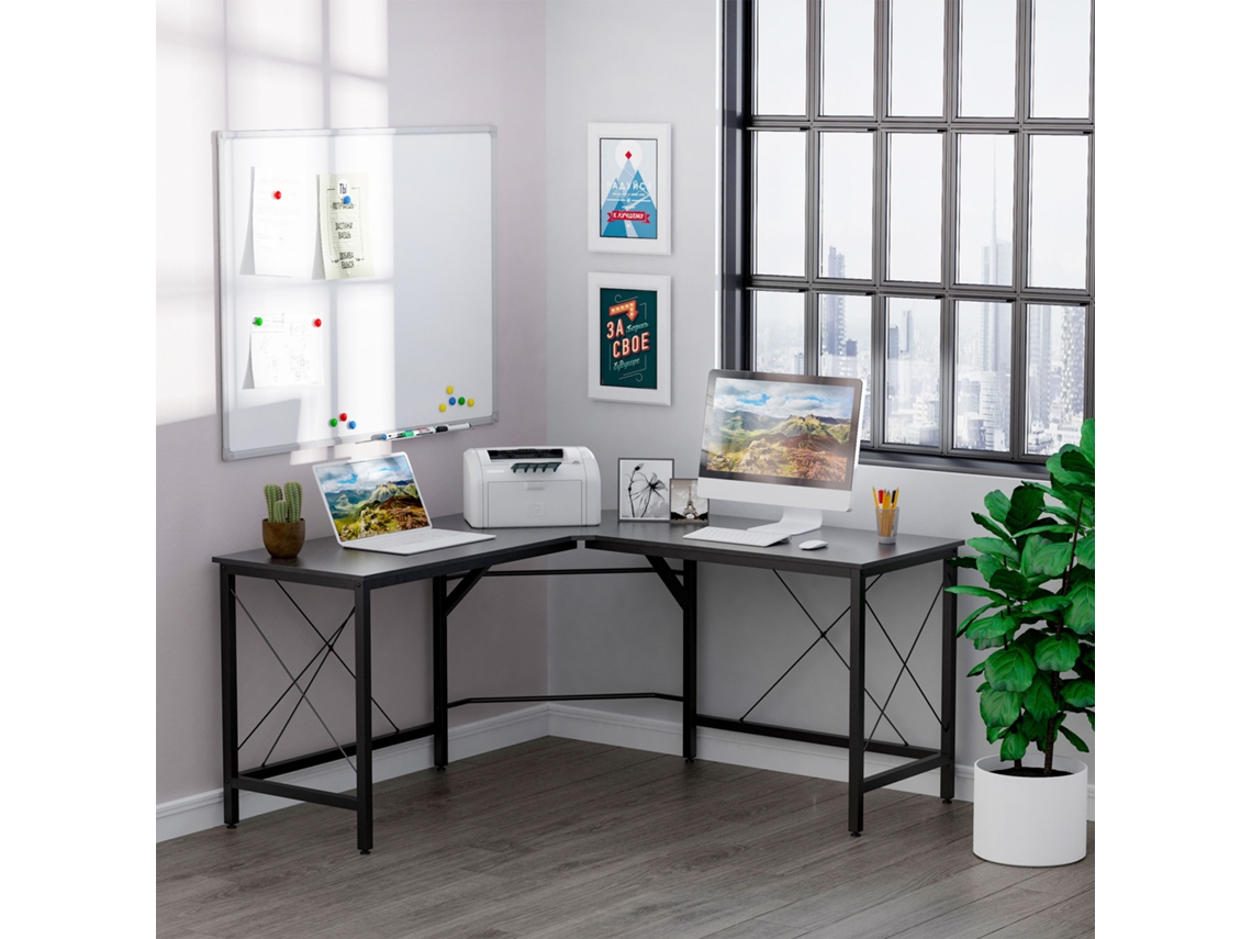 Secretária Em Forma De L Secretária Para Escritório Com Estrutura De Metal Secretária De Canto 150x150x76 Cm Preto