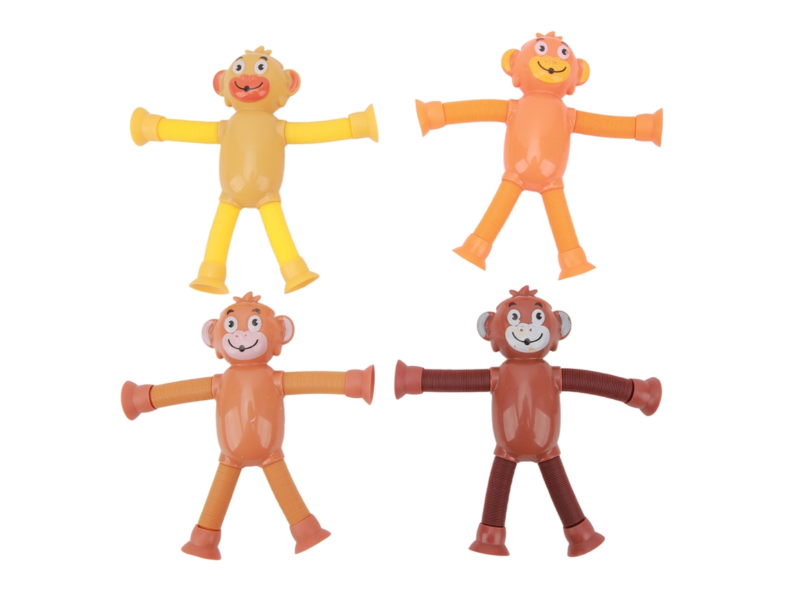 4pcs Brinquedo De Vento Telescópico Luminoso Animal Fofo Educativo Para Aliviar O Estresse Tubos Sensoriais Para Crianças E Adultos Macaco
