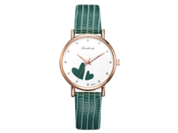 Relógio de Quartzo para Mulher com Painel Redondo e Design Elegante Casual (verde)