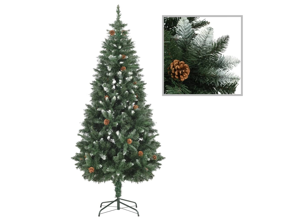 Vidaxl Árvore De Natal Artificial Com Pinhas E Brilho Branco 180 Cm