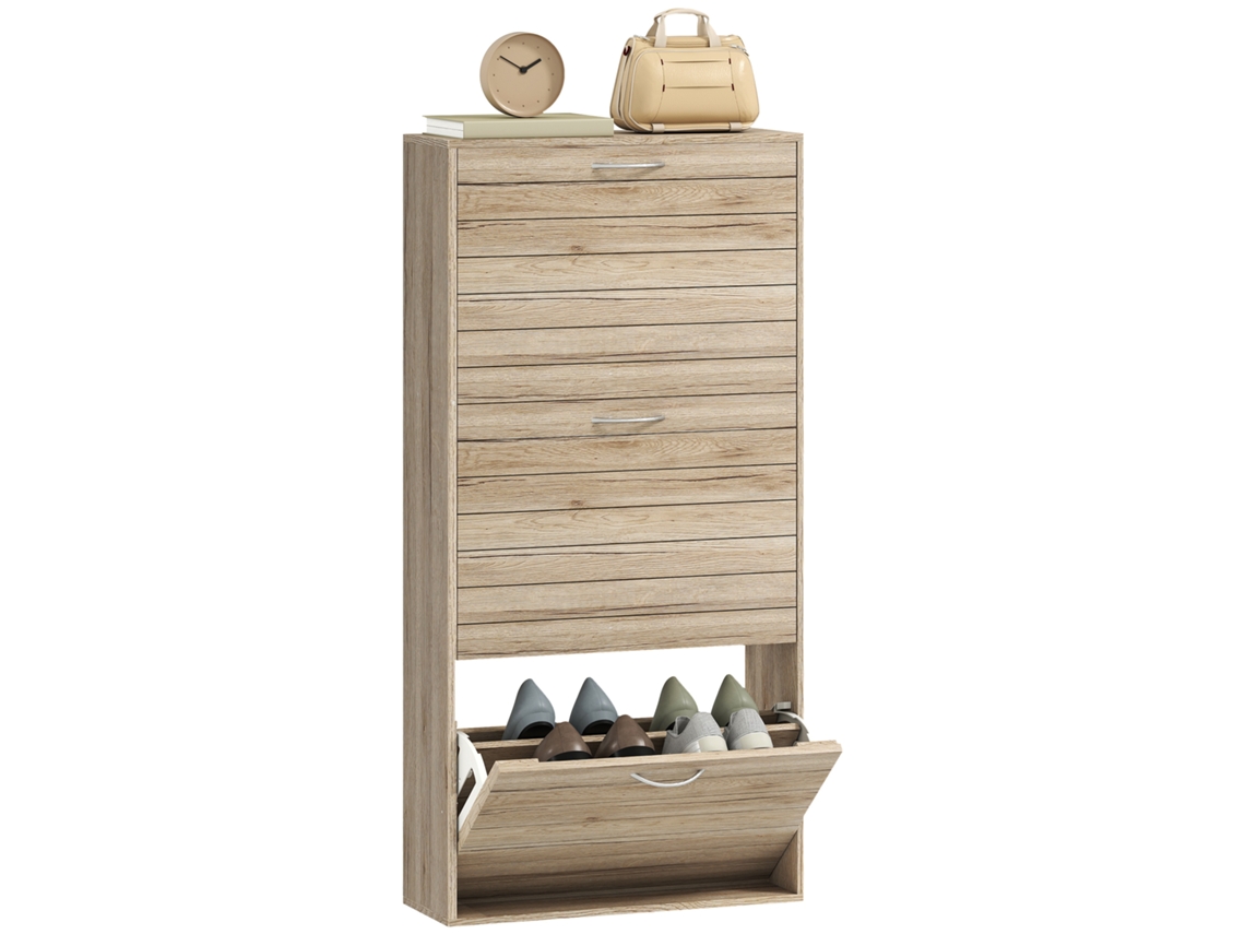 Sapateira Moderna Compacta em Madeira com 4 Prateleiras Abertas (83x30x90 cm) DECORALAR TECH