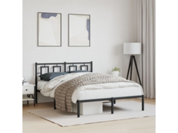 Vidaxl Estrutura De Cama Com Cabeceira 140x200 Cm Metal Preto