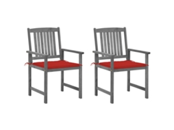 Vidaxl Cadeiras De Jardim Com Almofadões 2 Pcs Acácia Maciça Cinza