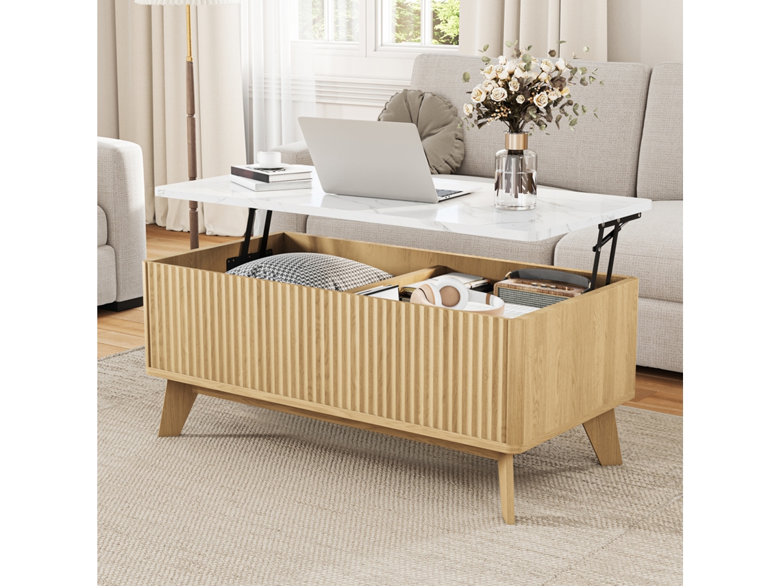 Mesa de Centro com Função de Elevação, Espaço de Armazenamento Oculto, 105 Cm, ROSAHQNDA