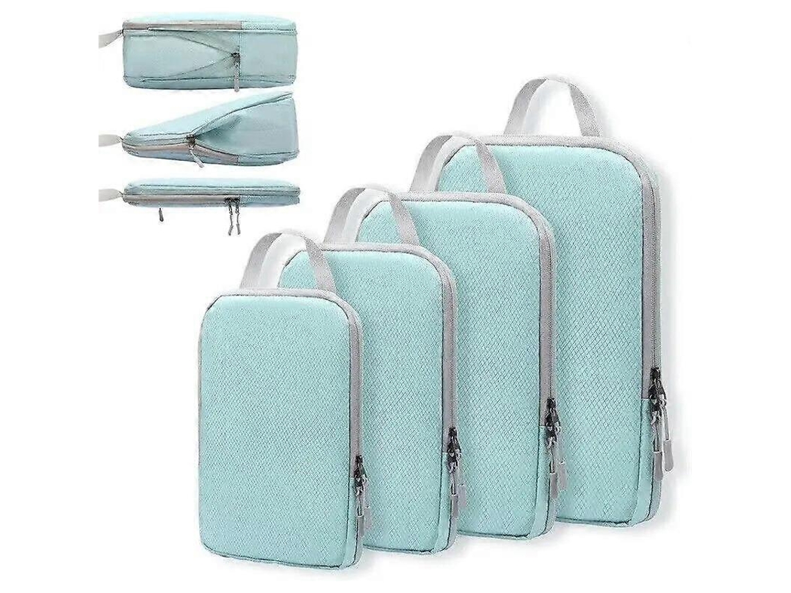 Conjunto de 4 sacos de compressão para viagem, organizadores de mala, cubos com costura dupla AQUAFORGE