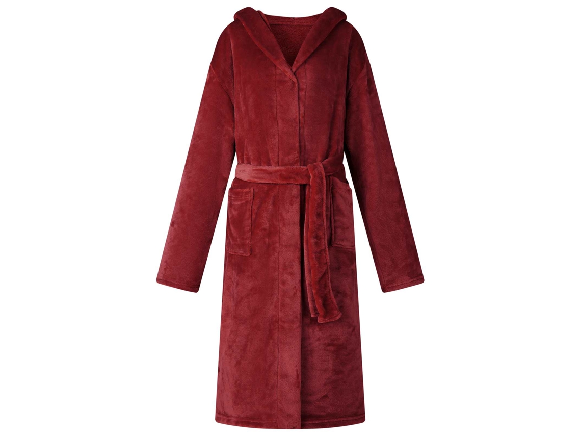 Vidaxl Roupão Com Capuz Vermelho Bordeaux M Flanela