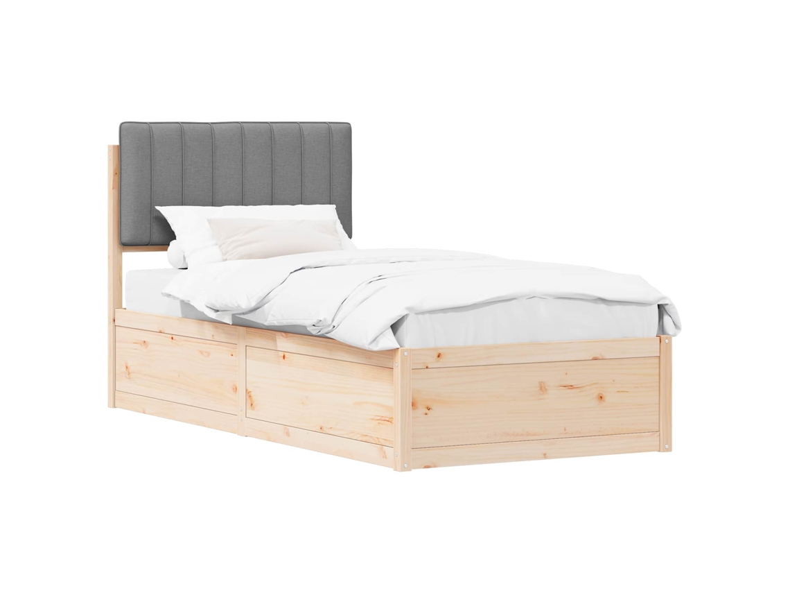 Estrutura de Cama com Cabeceira Estofada em Cinzento Claro MAISON EXCLUSIVE