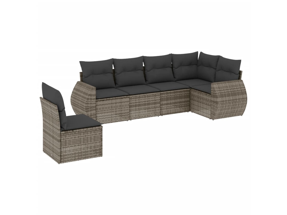 Conjunto de 6 Sofás de Jardim com Almofadões Vime Cinzento MAISON EXCLUSIVE (80x200 cm)