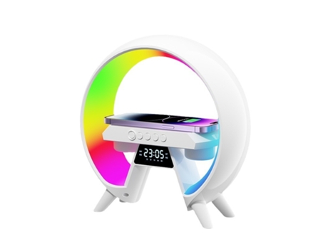 Luminária De Mesa Led Inteligente, Carregador Sem Fio 4 Em 1, Luz Noturna, Despertador E Alto Falante Bluetooth Perobuno