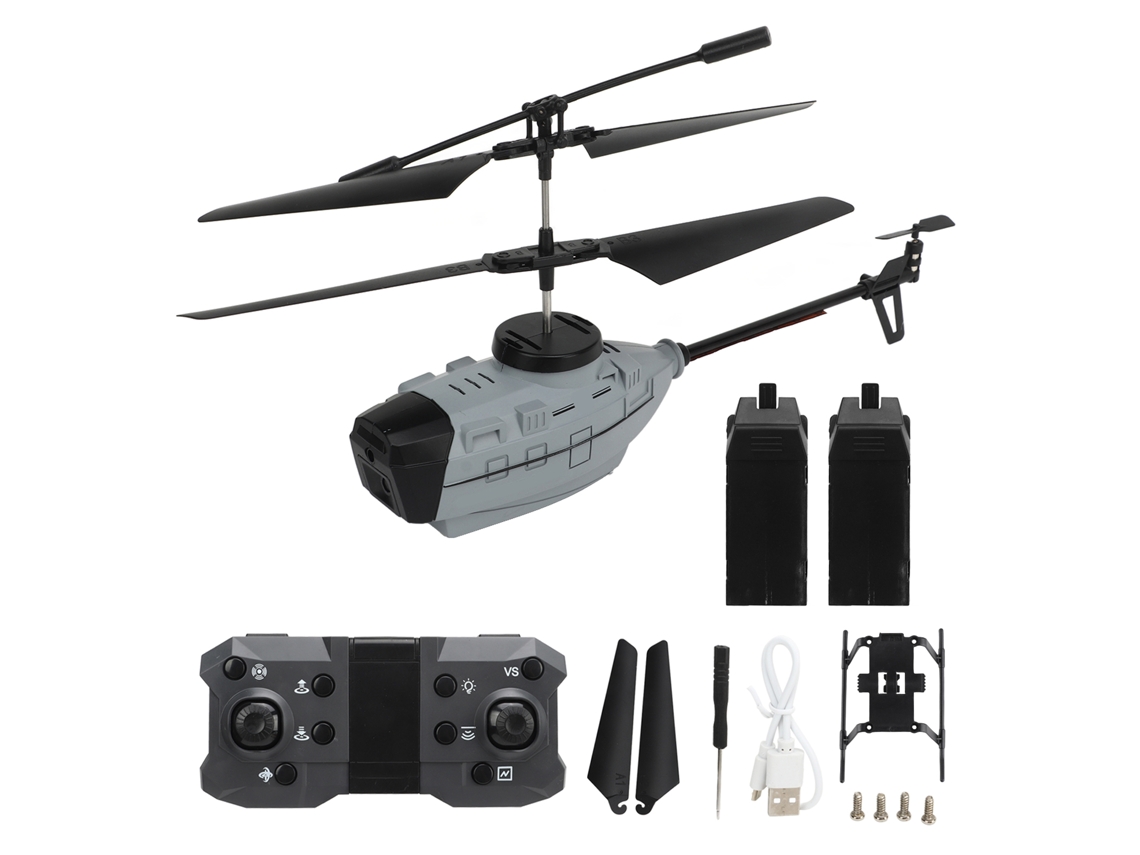 Helicóptero Mali com controle remoto, sistema automático de desvio de obstáculos, câmera dupla 4K, brinquedo para crianças e adultos com 2 pilhas.
