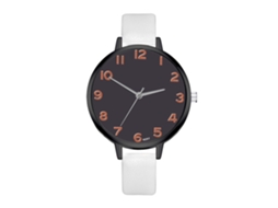 Relógio de Pulso Feminino Zhoulianfa Clássico Quartzo com Pulseira de Couro Pu Branco