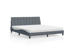 Vidaxl Cama Com Colchão Hanko 180x200 Cm Veludo Cinzento-escuro