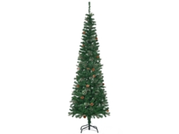 Árvore Natal 195cm S/MARCA (556 galhos, estreita, lápis, 25 pinhas, base dobrável, verde)