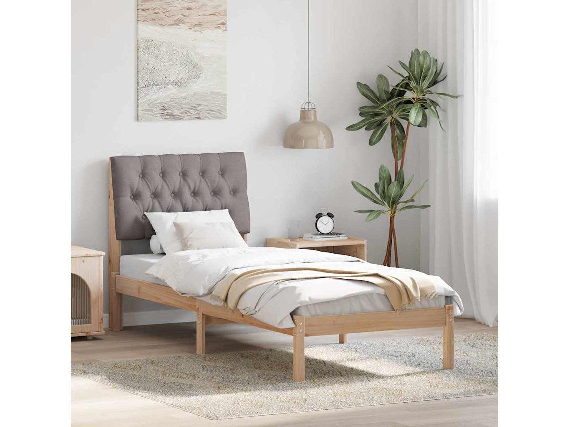 Vidaxl Estrutura De Cama Com Cabeceira Estofada Castanho 75 X 190 Cm