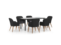 Garden Dining Set, Garden Dining Sets Vidaxl Preto Rattan / Vime (160 Cm Table Length)