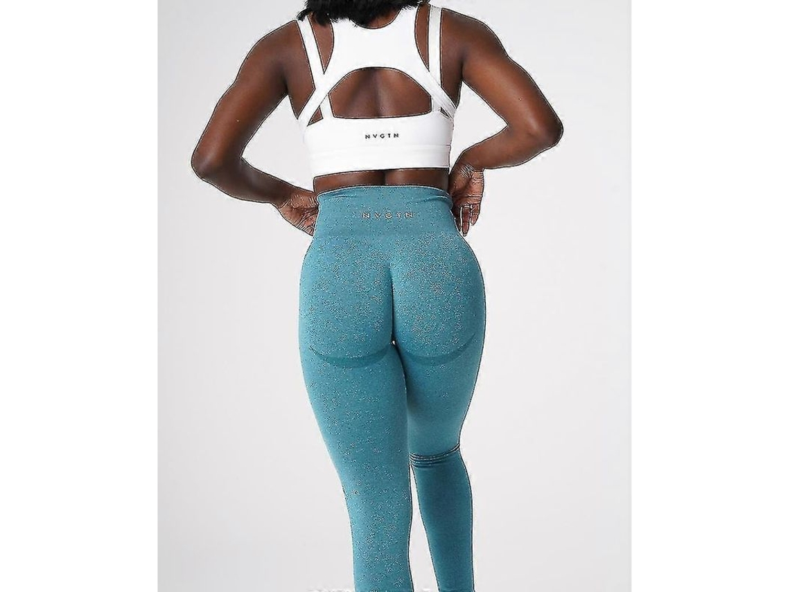 Leggings Sem Costura Nvgtn - Contorno De Coxa E Glúteo, Cintura Alta E Tecido Macio Para Academia Azul Esmeralda