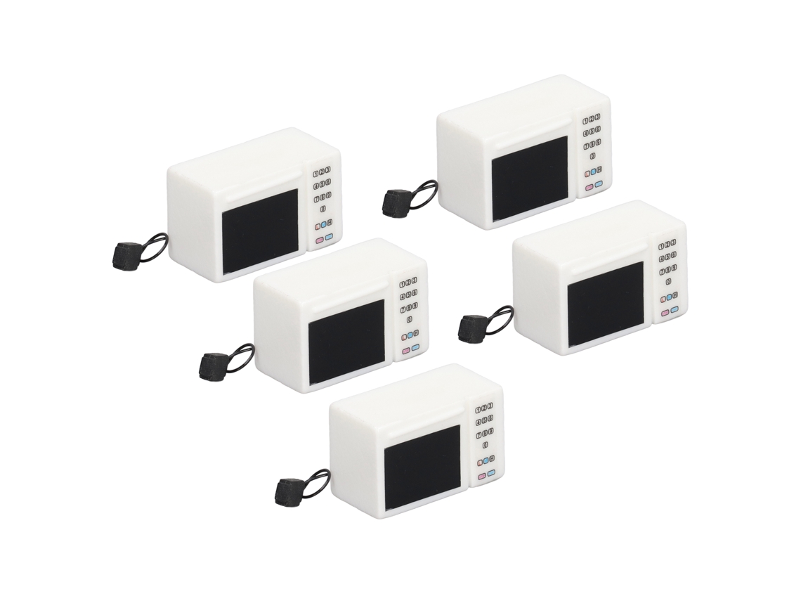 Primerox 5pcs Micro ondas Simulado Miniatura 1:12 para Casinha de Bonecas Acessórios de Cozinha