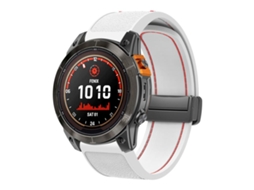 Bracelete para Garmin XIAOMOYU em Silicone com liberação rápida e fivela magnética branco e vermelho (26mm)