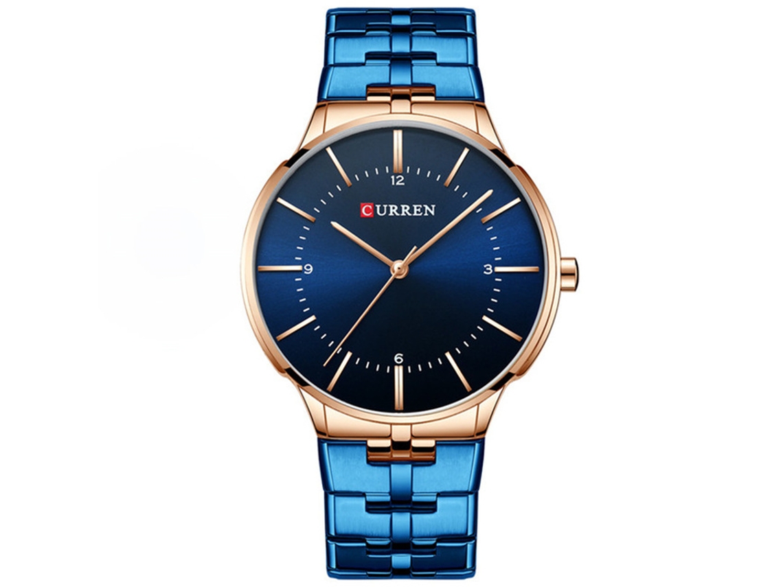 Relógio MDUG de Quartzo, À Prova D'água, Estilo Fino, Pulseira de Aço, Negócios e Moda, Azul