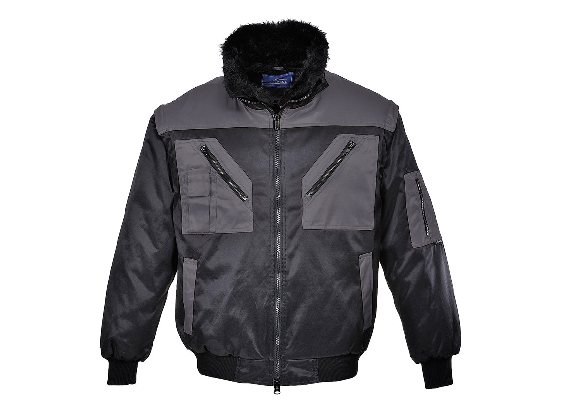 Jaqueta Piloto Bicolor: Elegância E Versatilidade Para Todos Preto Cinza / Xxl