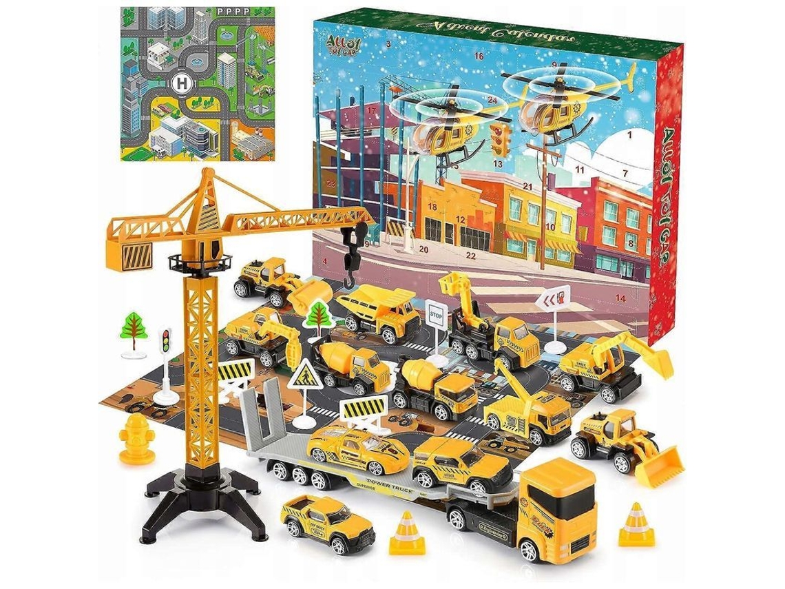 Calendário De Adviento Para Crianças 24 Carros De Engenharia De Liga 1:64 2024