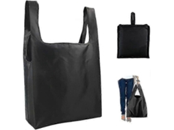 Saco de Compras Reutilizável Dobrável Lavado Grande Capacidade Lavável Tote GOKOCO (preto)