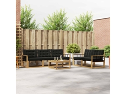 Vidaxl Conjunto De Sofás Para Exterior 6 Unid. Branco E Preto