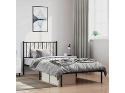 Estrutura De Cama Com Cabeceira 100x200 Cm Metal Preto