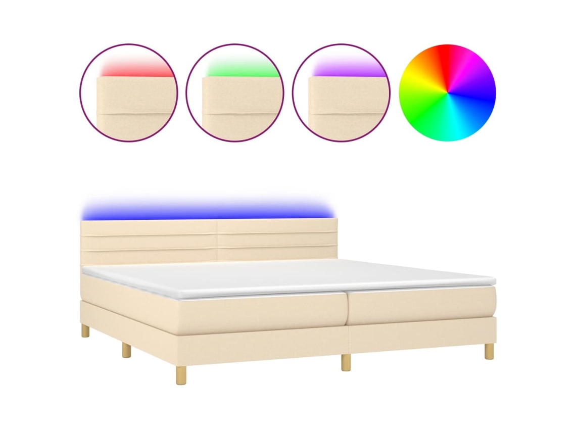 Box Spring Bed, Box Spring Beds Vidaxl Creme Tecido (200 X 200 Cm)