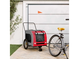 Vidaxl Reboque Bicicleta Animais Tecido Oxford/ferro Vermelho/cinzento