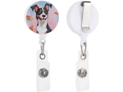 Porta Crachá Retrátil em Formato Caixa Rat Terrier, Porta Crachá Engraçado Enfermeiras Com Clipe