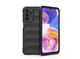 Capa Halinuia Para Samsung Galaxy A23 Magic Shield Tpu Flanela Preta (proteção Integral, Interior Em Flanela)
