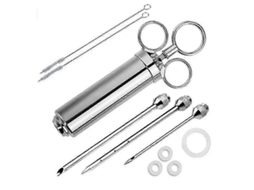 Kit De Injetor De Carne Em Aço Inoxidável 304 Com 3 Agulhas Para Carne Juicy E Saborosa No Churrasco, Bbq E Cozinha