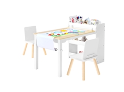 Conjunto De Mesa Infantil Com 2 Cadeiras E Armário De 3 Níveis 102,5 X 58 X 64 Cm Vevor
