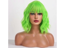 Perucas Verde Neon para Mulheres, Peruca Curta Estilo Bob, Peruca Verde Limão, Peruca Curta Cacheada e Ondulada com TAISHENGDA