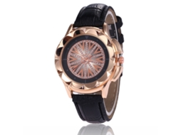 Reloj De Cuarzo Para Mujer Con Correa De Cuero Pu Y Diamantes Brillantes (negro)